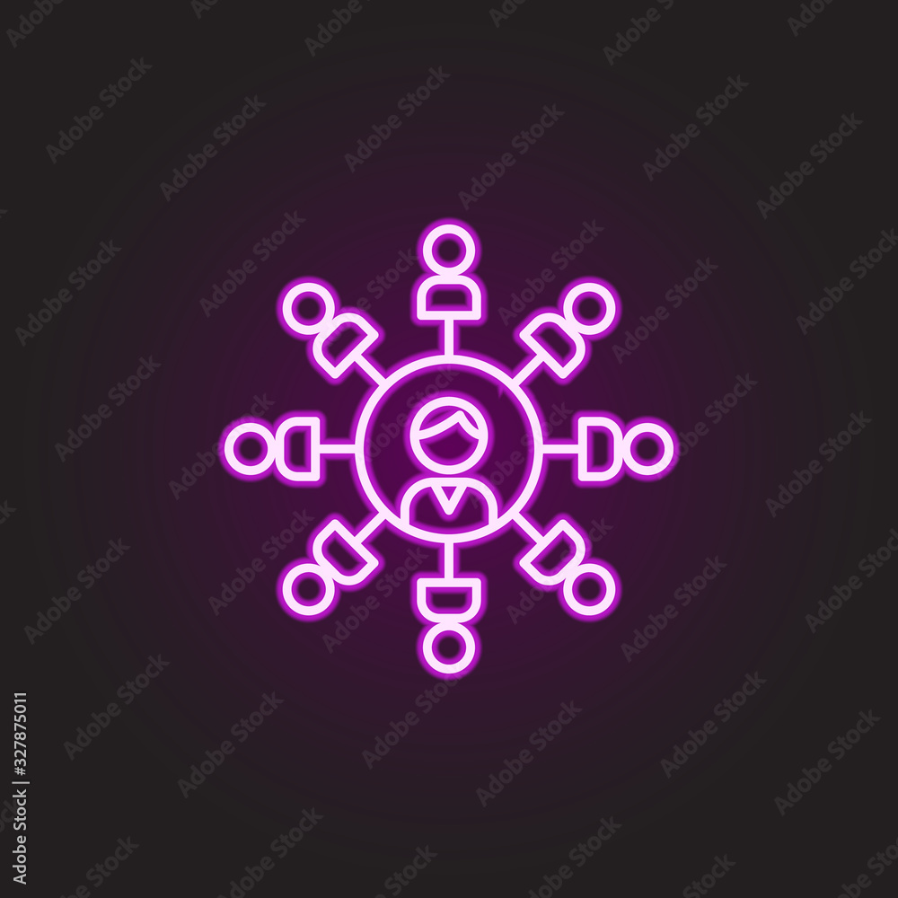 Hr management neon style icon. Simple thin line, outline vector of food and drink icons for ui and ux, website or mobile application Hr management neon style icon. Simple thin line, outline vector of food and drink icons for ui and ux, website or mobile application