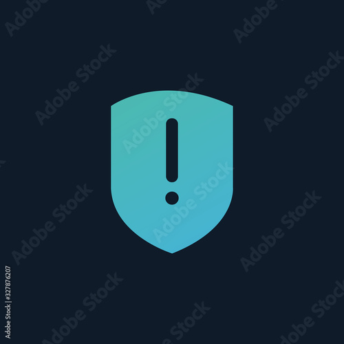 attention warning attacker alert shield sign with exclamation mark. beware alertness of internet danger symbol. shield line icon for VPN. Security protection Concept. vector illustration.