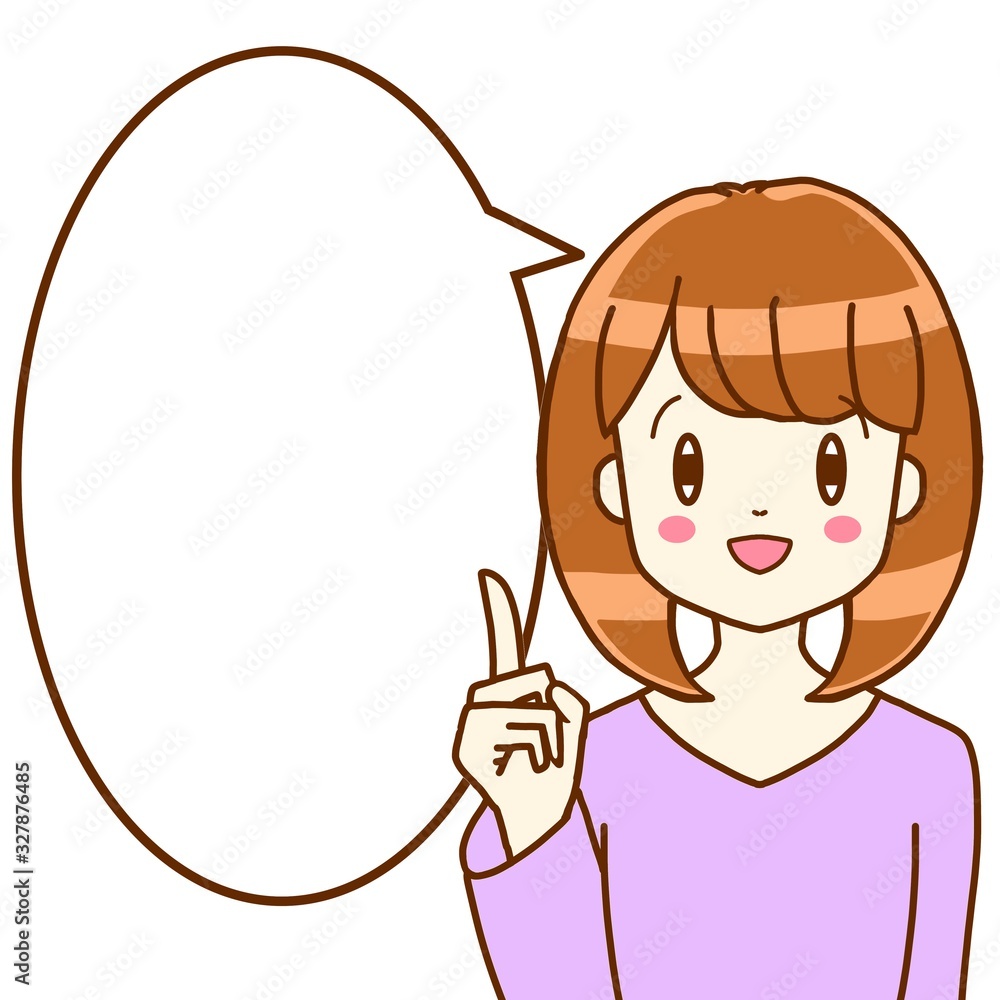 女性上半身ふきだし白 女性上半身ふきだし白