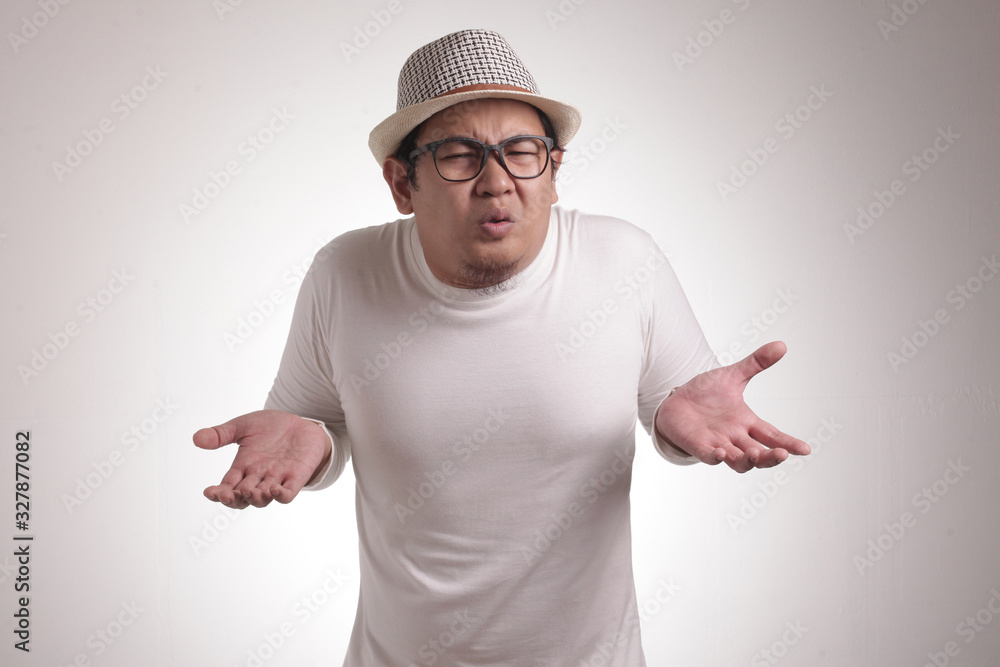 Asian Man Shrug Shoulder I don't Know Gesture Asian Man Shrug Shoulder I don't Know Gesture