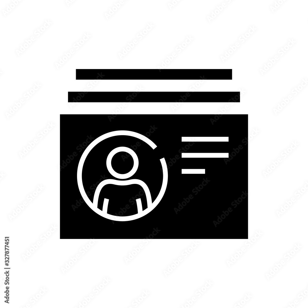 Personal card black icon, concept illustration, vector flat symbol, glyph sign.