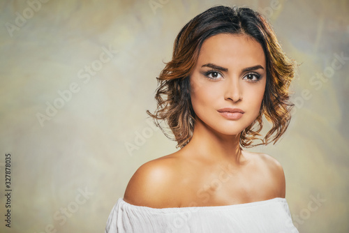 Natural beauty girl portrait in pastel colors