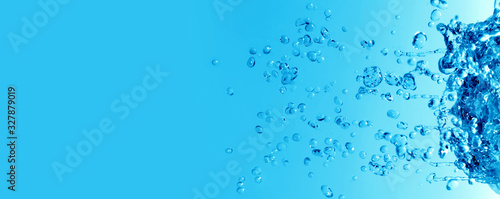 Abstract Blue Water bubble drops splash background.