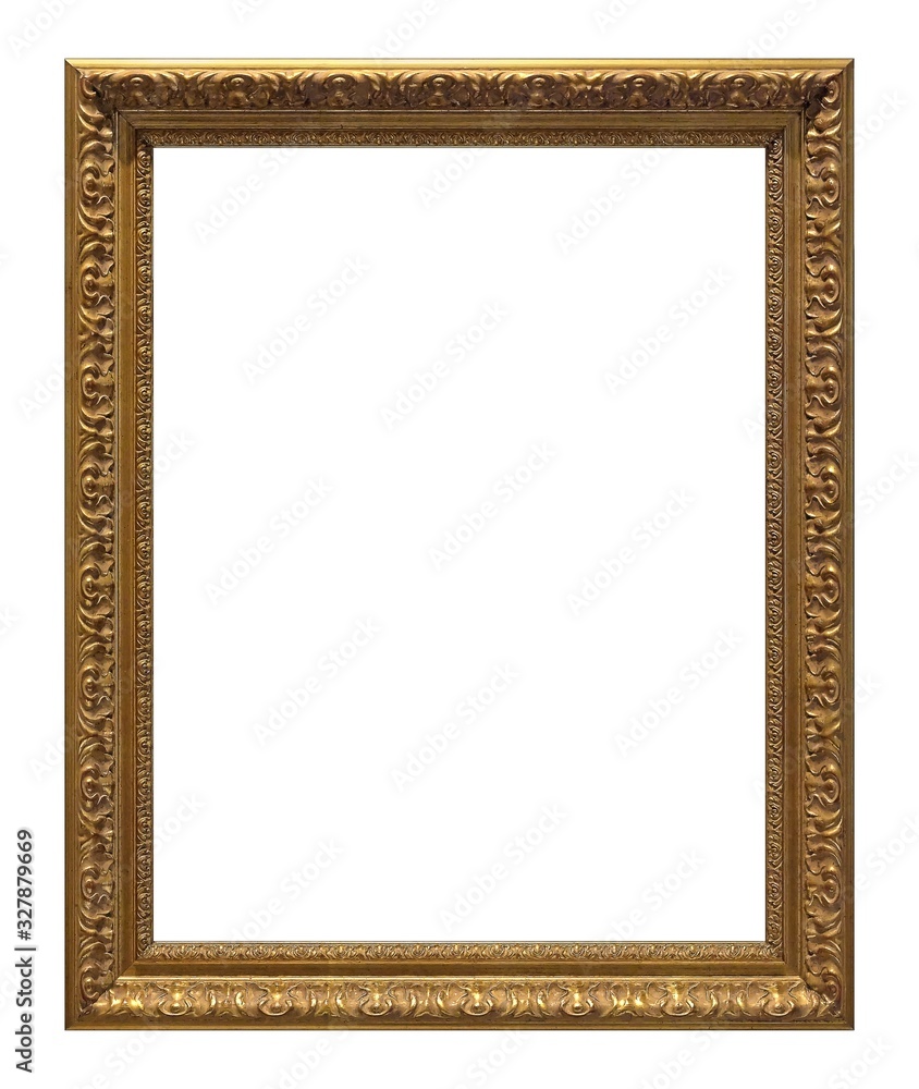 Golden frame for paintings, mirrors or photo isolated on white background Golden frame for paintings, mirrors or photo isolated on white background