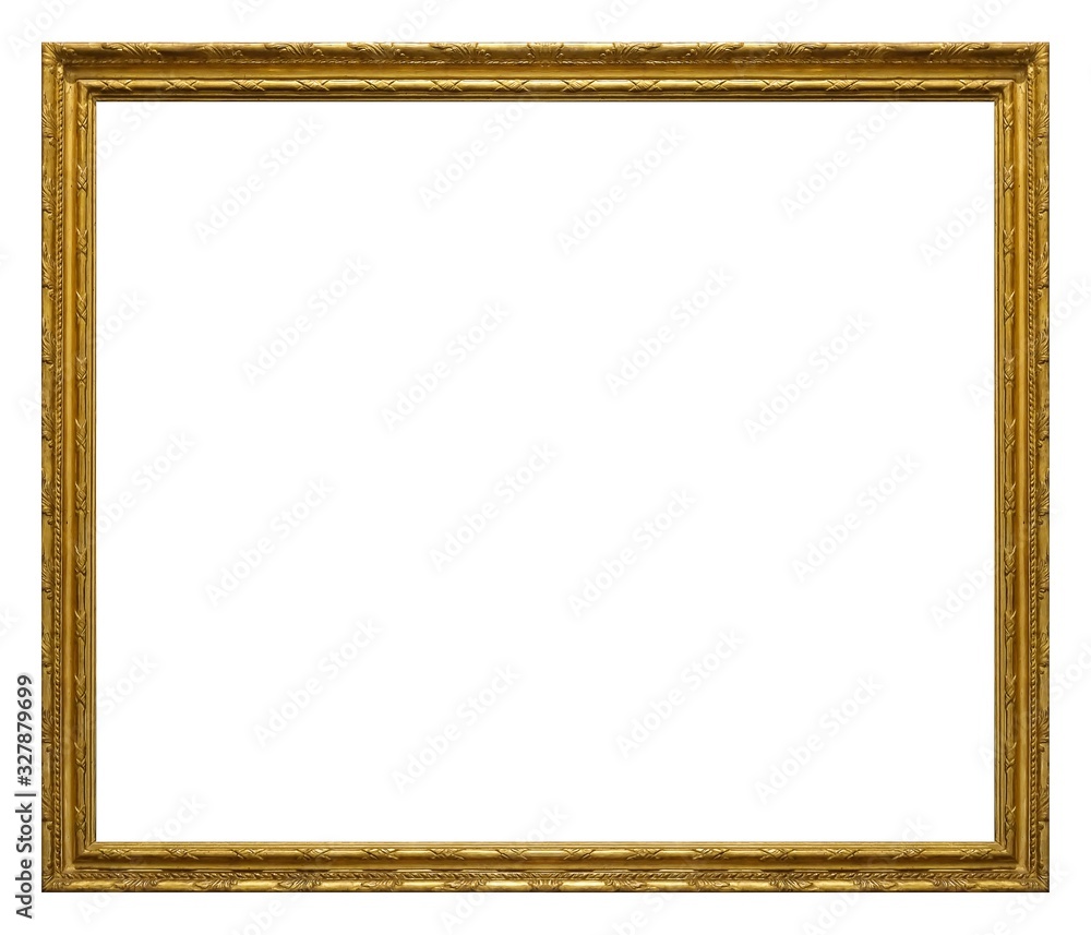 Golden frame for paintings, mirrors or photo isolated on white background Golden frame for paintings, mirrors or photo isolated on white background