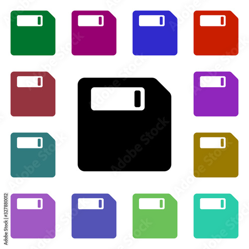 Floppy disk multi color style icon. Simple glyph, flat vector of web icons for ui and ux, website or mobile application