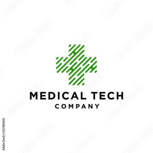 medical plus cross connect communication technology logo icon vector