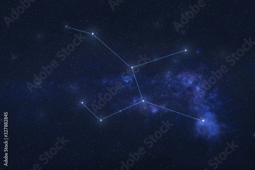 Lepus Constellation in outer space. Hare constellation stars with constellation lines Elements of this image were furnished by NASA 