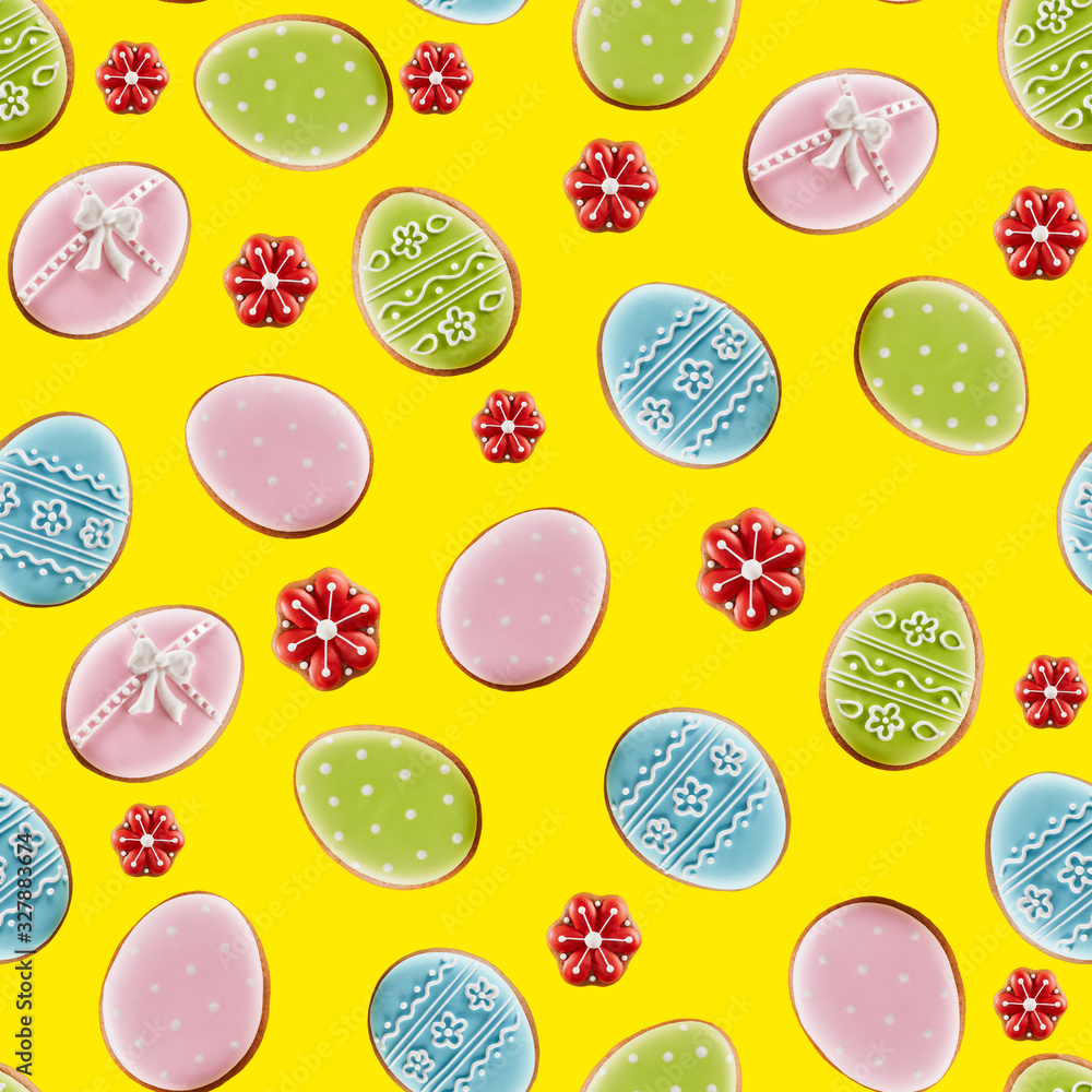 Easter cookies in shape of eggs and flowers. Easter cookies in shape of eggs and flowers.