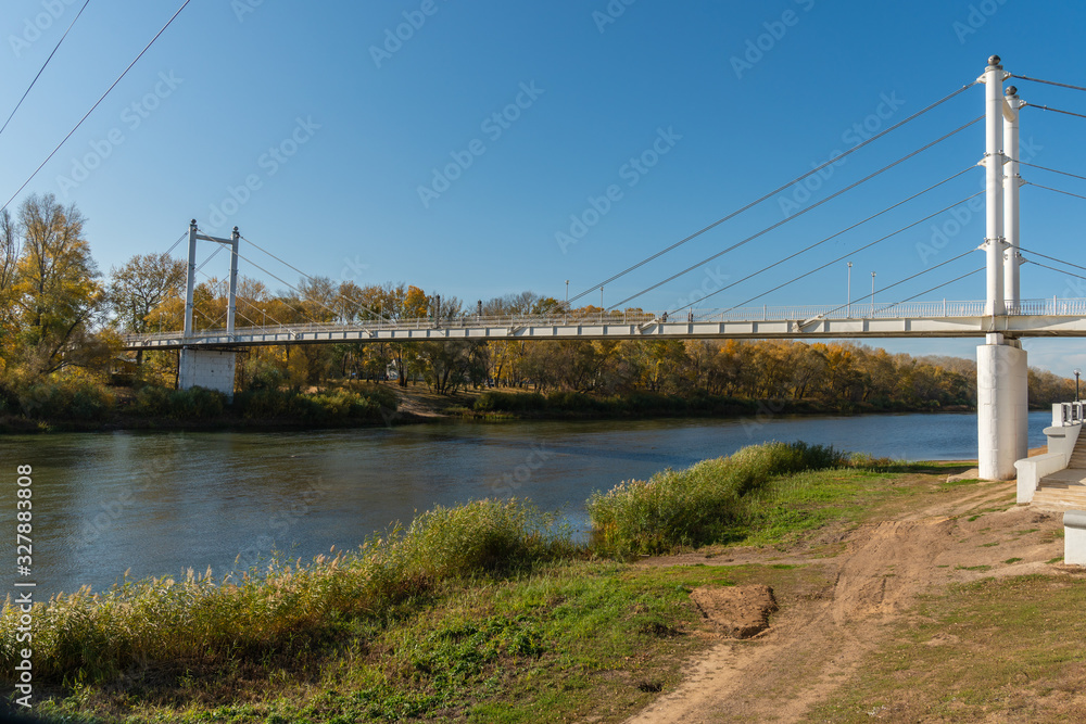 a bridge that spans the ural in orenburg
