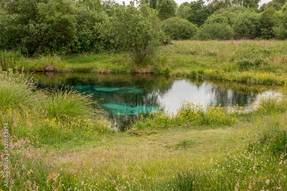 Blue water source bottom of a small lake Blue water source bottom of a small lake