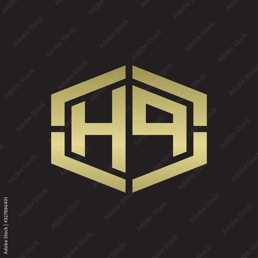 HP Logo monogram with hexagon shape and piece line rounded design tamplate on gold colors HP Logo monogram with hexagon shape and piece line rounded design tamplate on gold colors