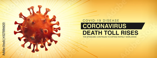 Covid-19 disease, Novel Coronavirus Alert outbreak in China. Death toll rises. Spread of the novel corona virus Background for web or banner.