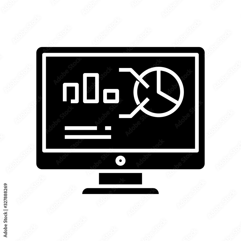 Online stock sales black icon, concept illustration, vector flat symbol, glyph sign. Online stock sales black icon, concept illustration, vector flat symbol, glyph sign.