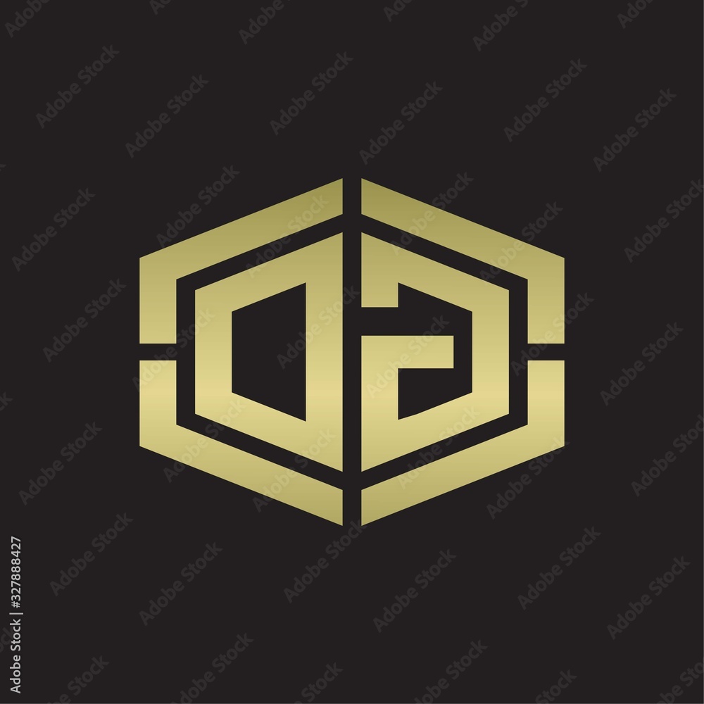 DG Logo monogram with hexagon shape and piece line rounded design tamplate on gold colors DG Logo monogram with hexagon shape and piece line rounded design tamplate on gold colors