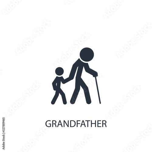 Child with grandfather icon. Simple family element illustration.