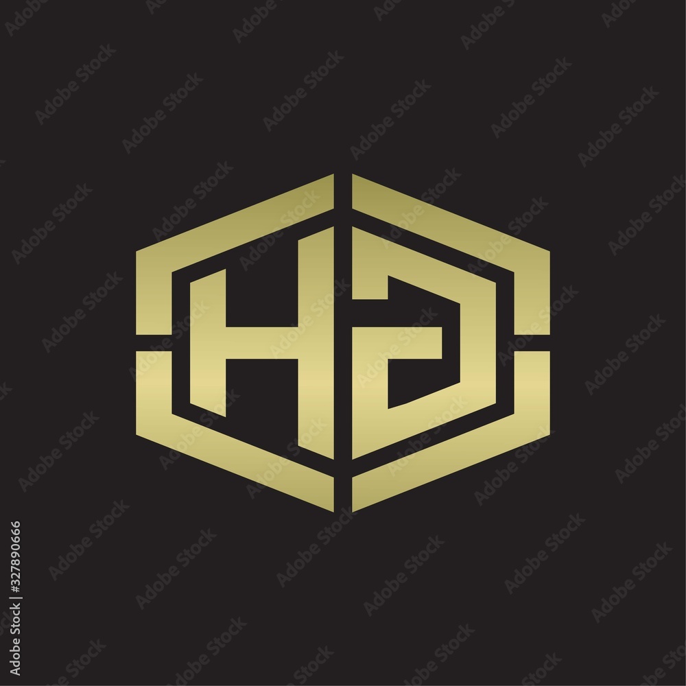 HG Logo monogram with hexagon shape and piece line rounded design tamplate on gold colors HG Logo monogram with hexagon shape and piece line rounded design tamplate on gold colors
