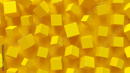Yellow glossy cubes.