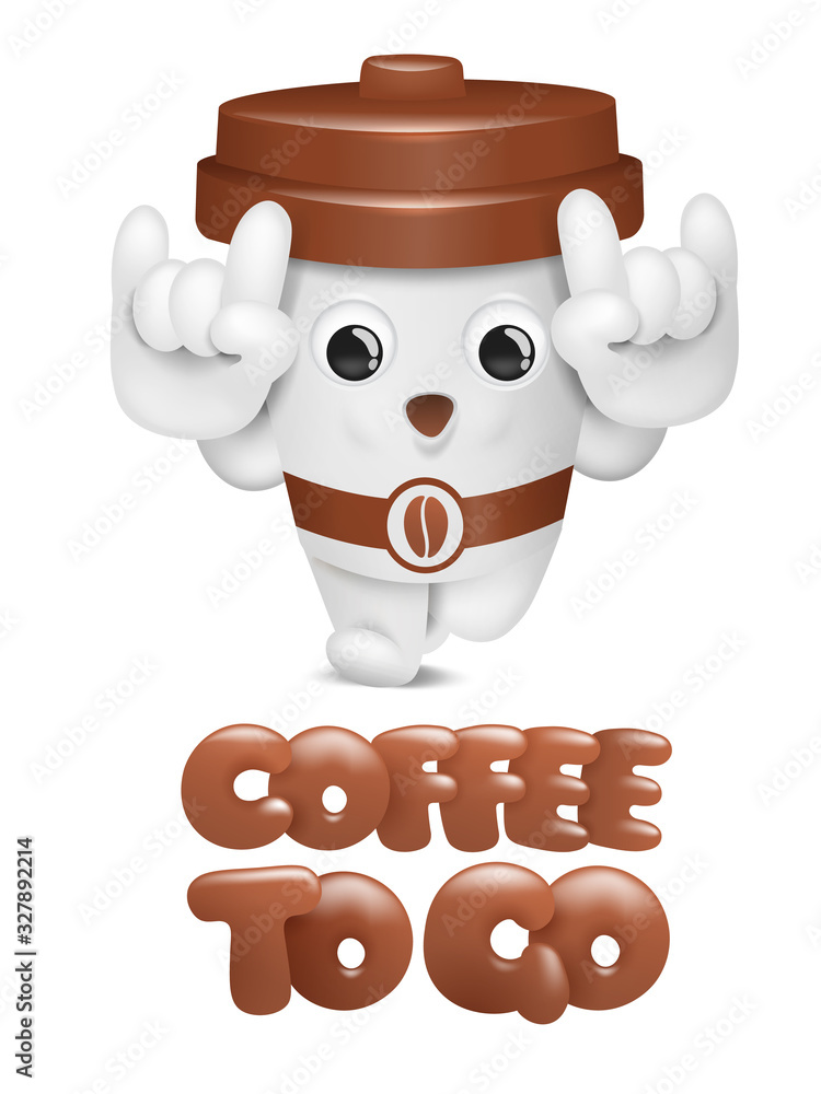 Cute coffee cup cartoon character, Stock vector