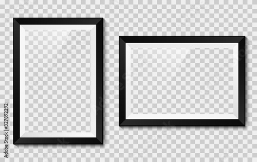 Realistic picture frame mockup. Vector background