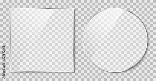 Glass with reflection effect. Mirror on transparent. Vector illustration