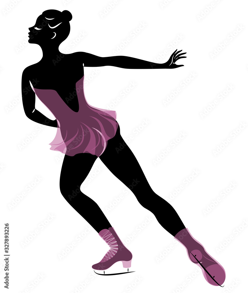 Skater skates on ice. The girl is beautiful and slender. Lady athlete, figure skater. Vector illustration