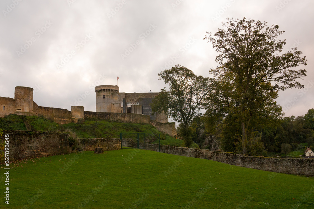 Falaise Castle (Chateau), Falaise, Calvados, Normandy, France. William the Conqueror, the son of Duke Robert of Normandy was born in this medieval town. Monument historique. Falaise Castle (Chateau), Falaise, Calvados, Normandy, France. William the Conqueror, the son of Duke Robert of Normandy was born in this medieval town. Monument historique.