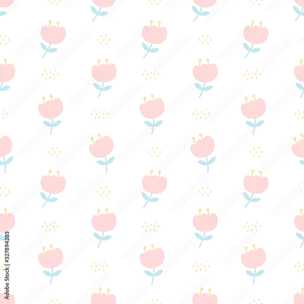 Cute flowers seamless pattern background