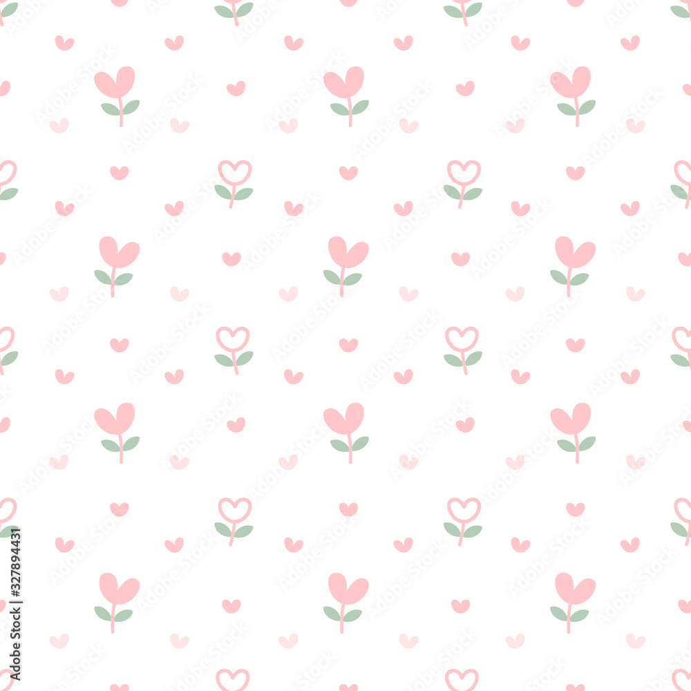 Heart flowers seamless pattern background Heart flowers seamless pattern background