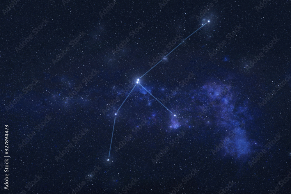 Grus Constellation in outer space. Crane constellation stars with constellation lines Elements of this image were furnished by NASA 