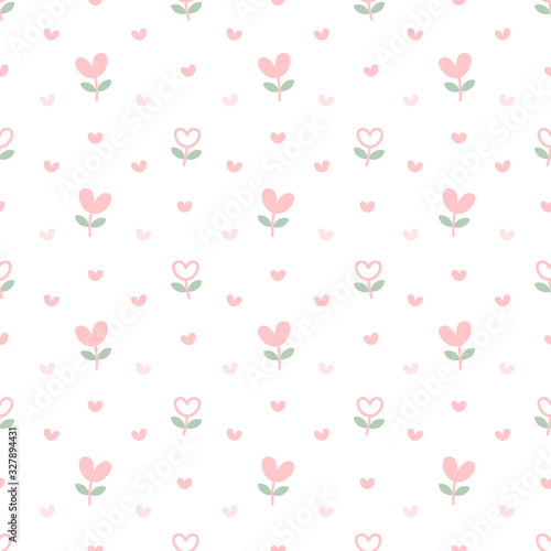 Heart flowers seamless pattern background