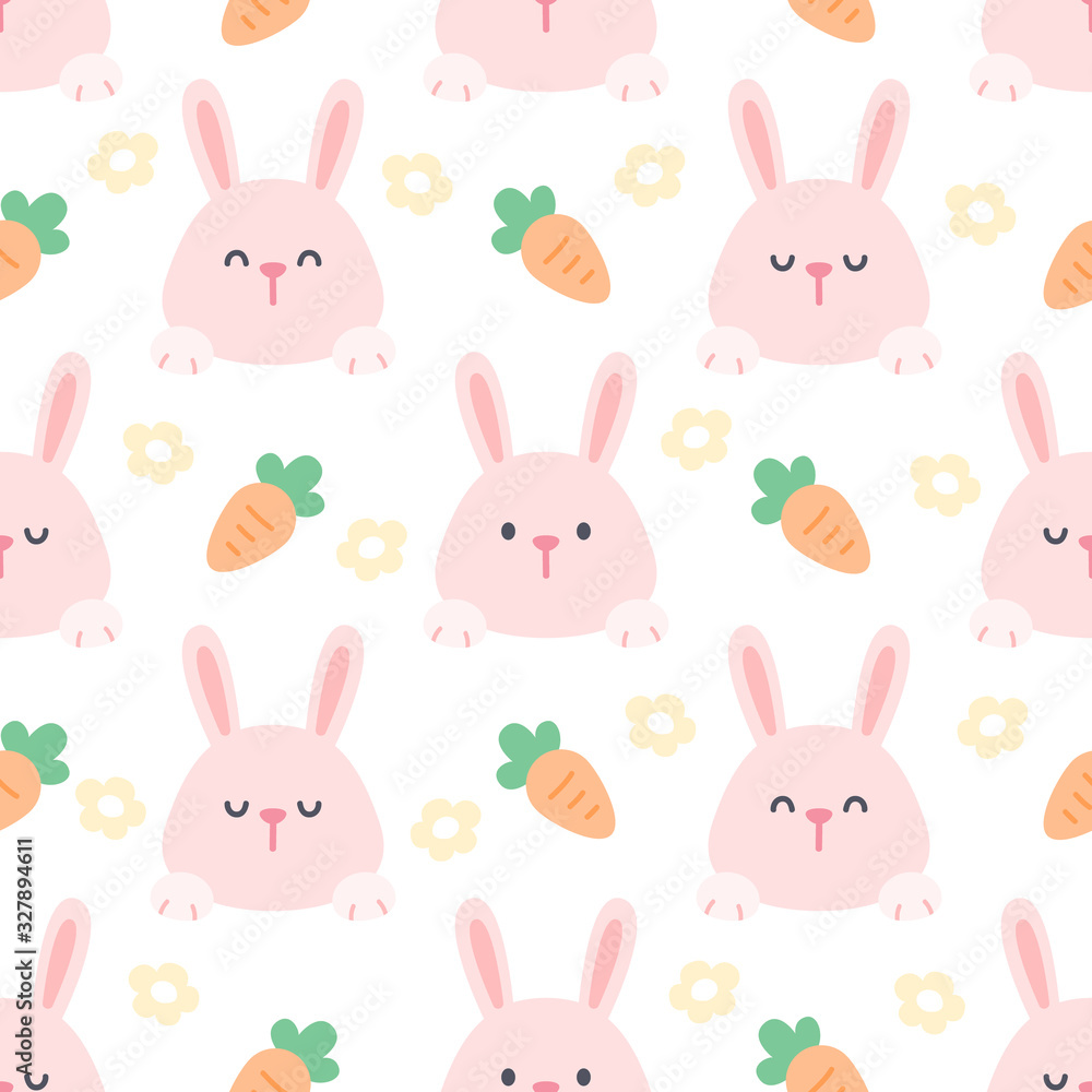 Rabbit and carrot seamless pattern background Rabbit and carrot seamless pattern background