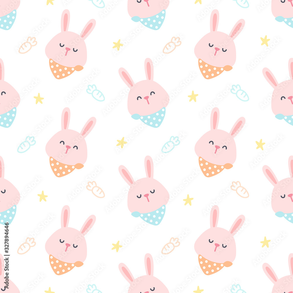 Rabbit with collar seamless pattern background Rabbit with collar seamless pattern background
