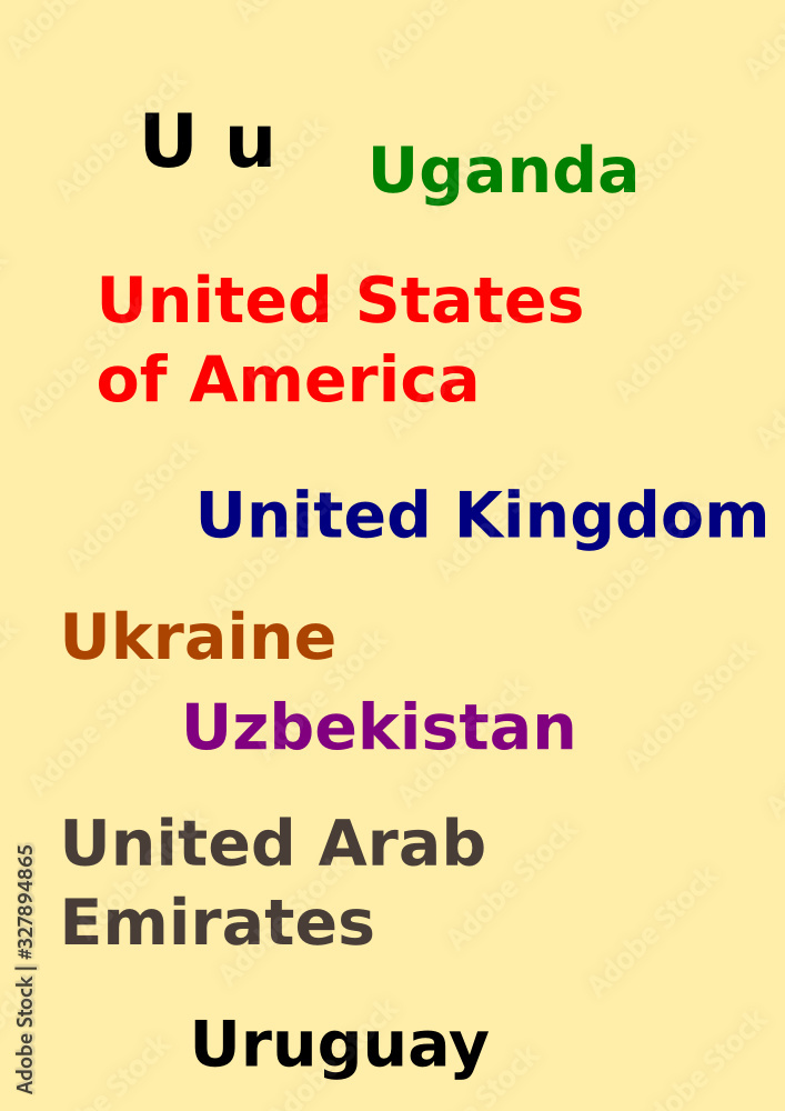 Fototapeta premium Countries beging with U 