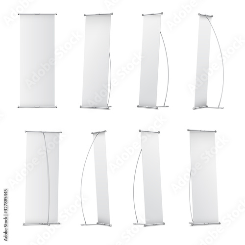 Indoor Blank L-Stand Banner for design presentation. Vector illustration on white background
