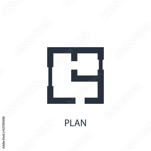 House plan icon. Simple real estate element illustration.