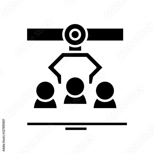 Mechanisation black icon, concept illustration, vector flat symbol, glyph sign.