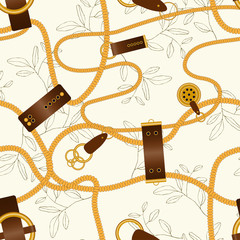 Crédence de cuisine Élément floral et bijoux patrons Сhain seamless vector pattern on light pastel yellow background with fashion floral design.  © Julia