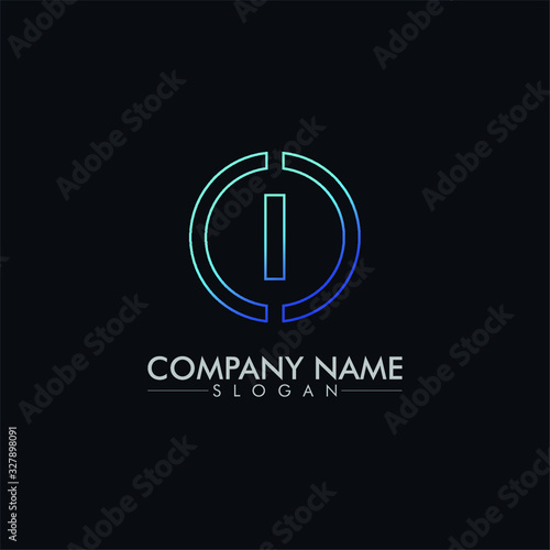 company logo vector of the letter I with line on dark background