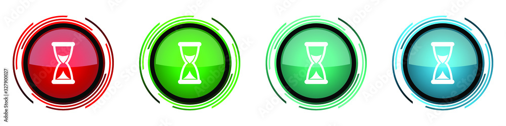 Time round glossy vector icons, set of buttons for webdesign, internet and mobile phone applications in four colors options isolated on white background Time round glossy vector icons, set of buttons for webdesign, internet and mobile phone applications in four colors options isolated on white background