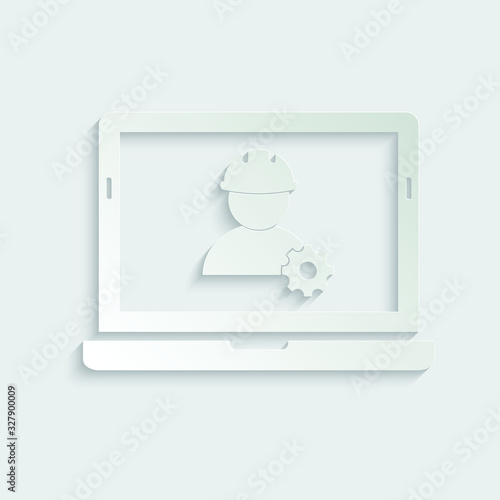 paper Computer engineering.  Computer repairing,  fix computer, internet icon.  
