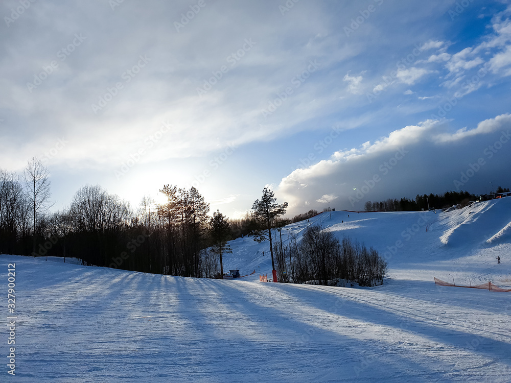 Northern nature. Winter. Novodvinsk, Arkhangelsk region. Sunset. Northern nature. Winter. Novodvinsk, Arkhangelsk region. Sunset.
