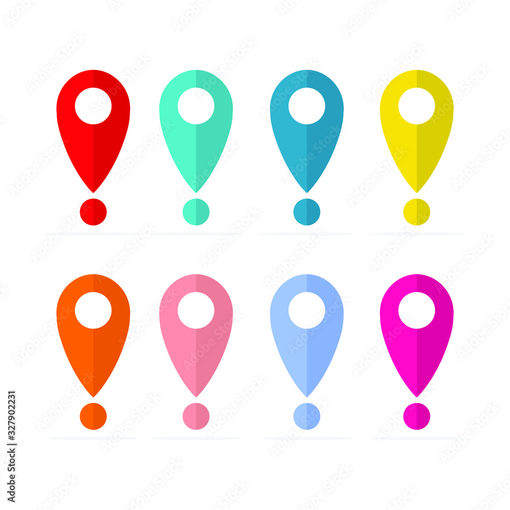 collection pin map place location icon. - illustration flat design on white background for your location pin marker, pointer and destination label element design. collection pin map place location icon. - illustration flat design on white background for your location pin marker, pointer and destination label element design.