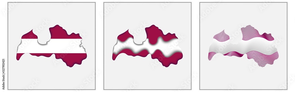 Fototapeta premium Latvia coloring the map and concept flag. Vector
