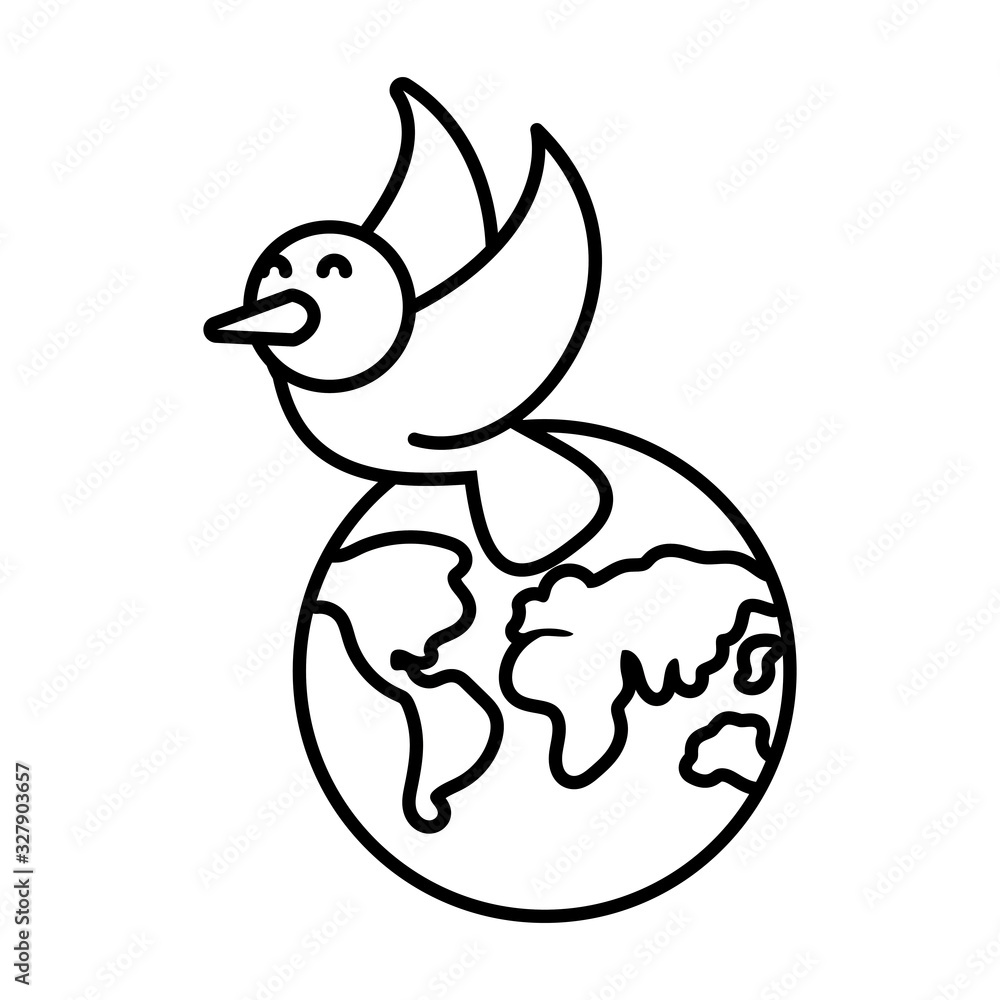 planet earth with a dove on white background planet earth with a dove on white background