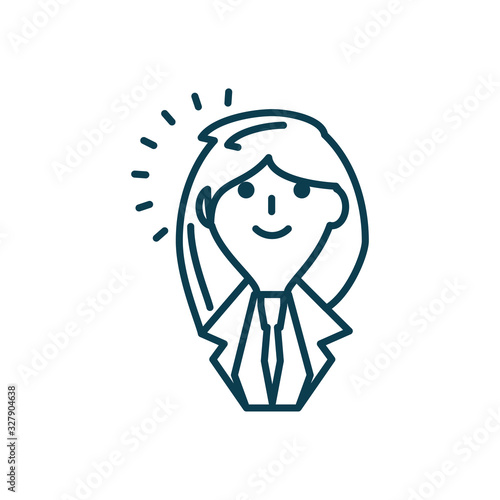 cartoon businesswoman icon, line style