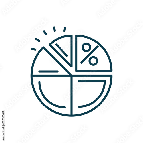 graphic pie chart with percentage symbol, line style