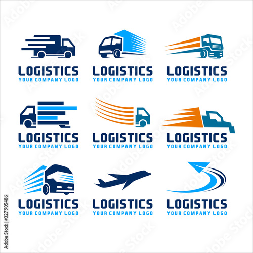 set logistics transportation logo vector, Fast delivery concept icon. Simple one colored shopping element illustration. Vector symbol design from store collection.
