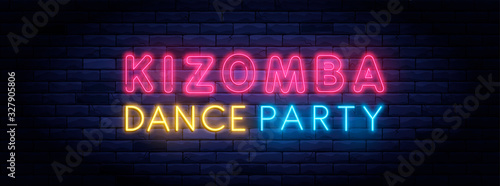 Kizomba dance party colorful neon banner