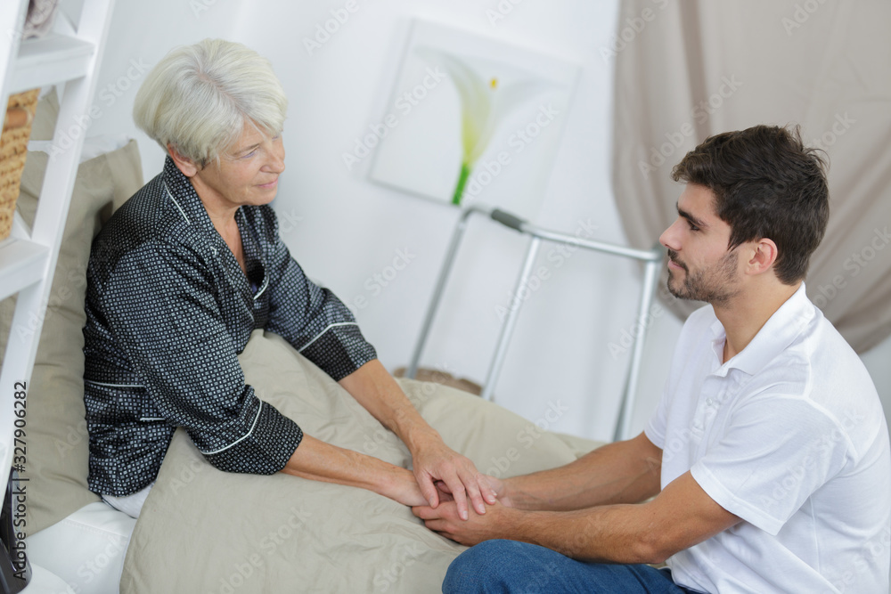 son visiting his sick mother son visiting his sick mother